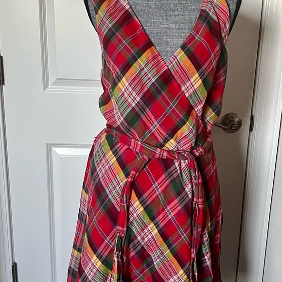 NWT Lauren Ralph Lauren Women’s Sleeveless Plaid Crinkle Cotton Dress Size 8 - Picture 8 of 13